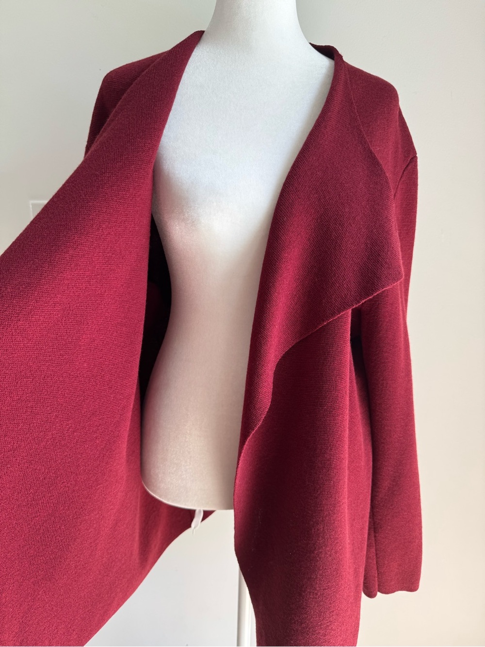 Eileen Fisher 100% Wool Italian Yarn Open Burgundy Cardigan Size 1X - Picture 3 of 8